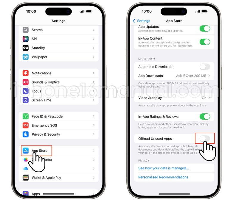 offload unused apps iphone 16