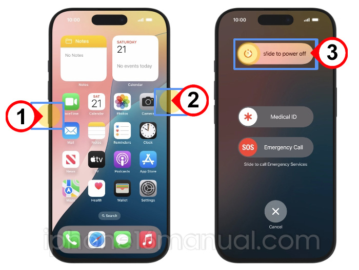 power off iphone 16 using physical buttons