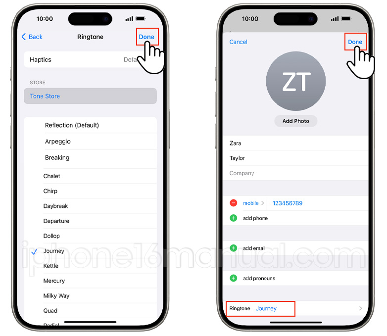 assign ringtone to specific-person on iphone 16
