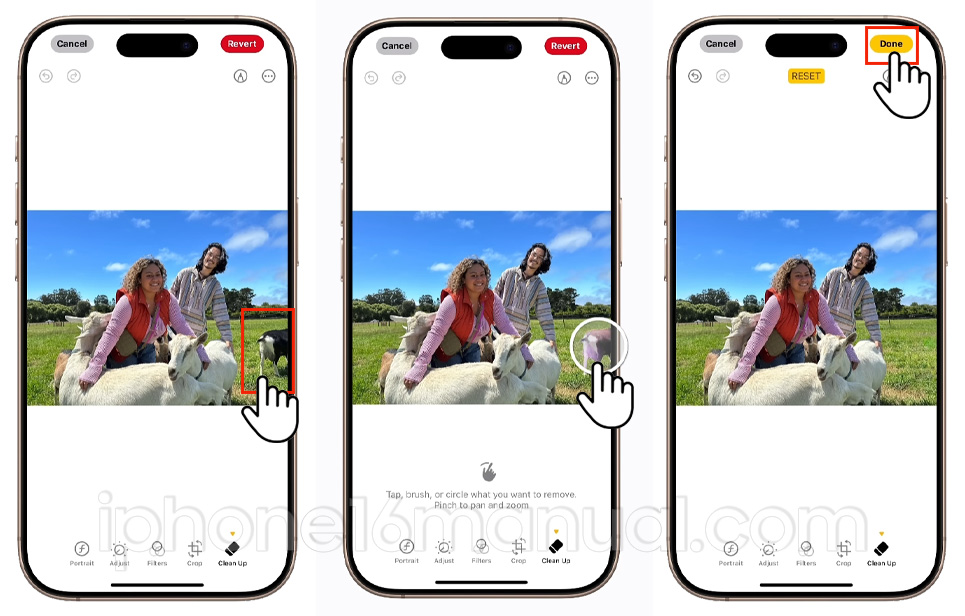 use clean up on iphone 16