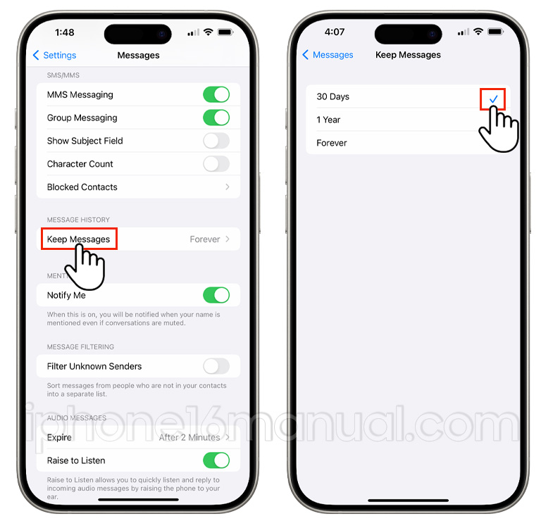 iphone 16 keep messages